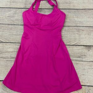 Vibrant Pink Halter Dress. Great for a beach cover off or just to do errands